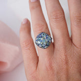 Four Season Ring-Diamond, Blue Topaz, Green Tourmaline & Blue Sapphire