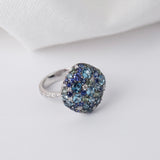 Four Season Ring-Diamond, Blue Topaz, Green Tourmaline & Blue Sapphire