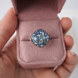 Four Season Ring-Diamond, Blue Topaz, Green Tourmaline & Blue Sapphire