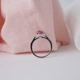 Pink Sapphire and Diamond Halo Ring