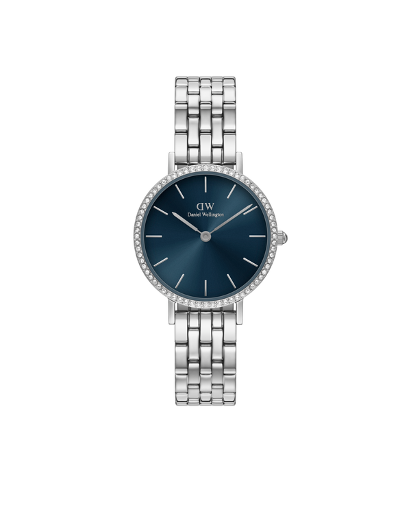 Daniel Wellington Petite 28 Bezel 5-Link Arctic Sunray Silver Watch