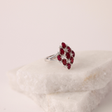 18ct White Gold Multi Stone Dress Ring with Natural Rubies & Diamonds