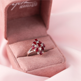 18ct White Gold Multi Stone Dress Ring with Natural Rubies & Diamonds