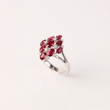 18ct White Gold Multi Stone Dress Ring with Natural Rubies & Diamonds