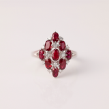 18ct White Gold Multi Stone Dress Ring with Natural Rubies & Diamonds