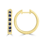 Sapphire & Diamond Huggie Hoop Earrings