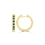 Emerald & Diamond Huggie Hoop Earrings