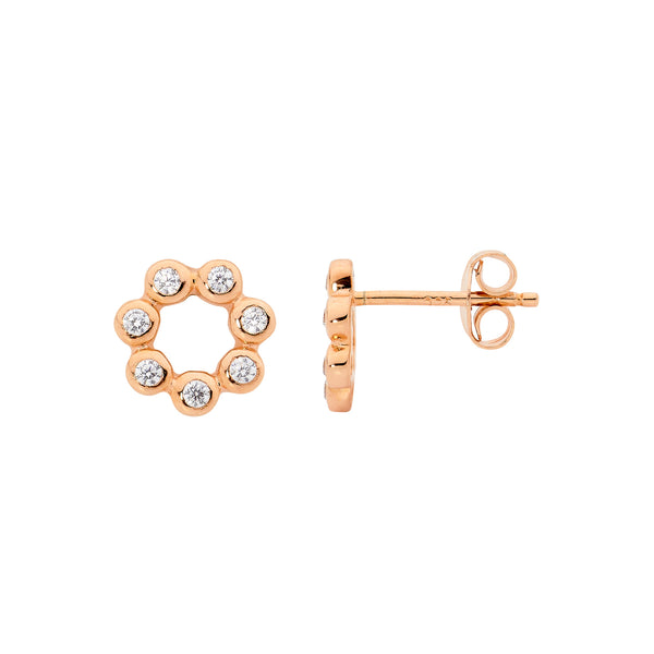 Sterling Silver Rose Gold Studs