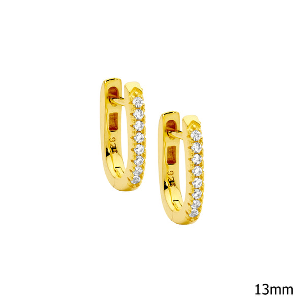 Cubic Zirconia Gold Oval Hoop Earrings