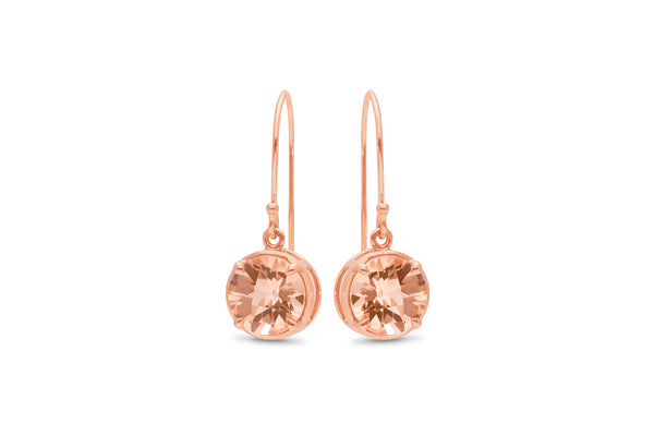 Rose Gold Morganite Shepherd Hook Earrings