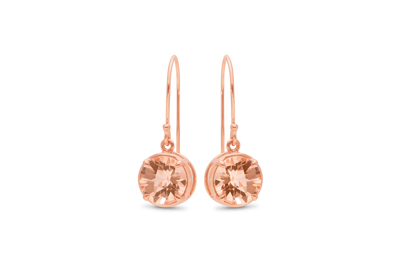 Rose Gold Morganite Shepherd Hook Earrings