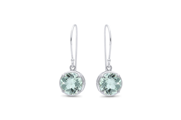 White Gold Green Amethyst Shepherd Hook Earrings