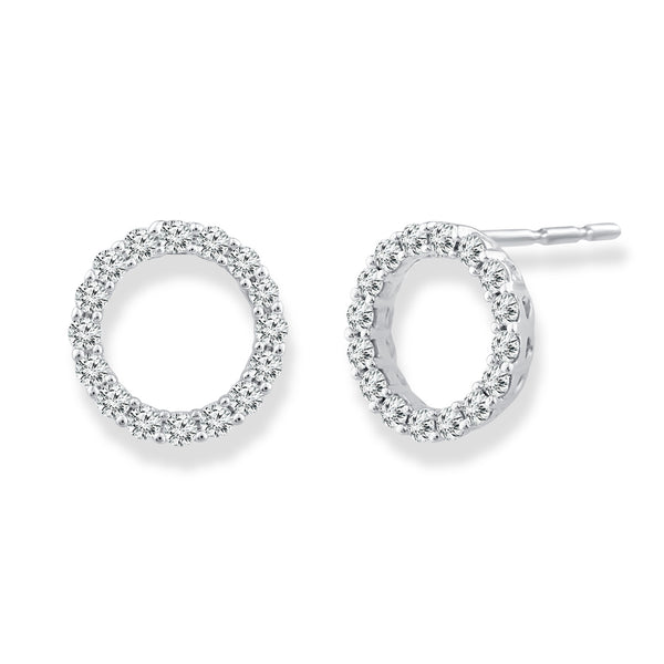 Diamond Open Circle Stud Earrings