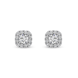 Lab Grown Diamond Cushion Halo Stud Earrings