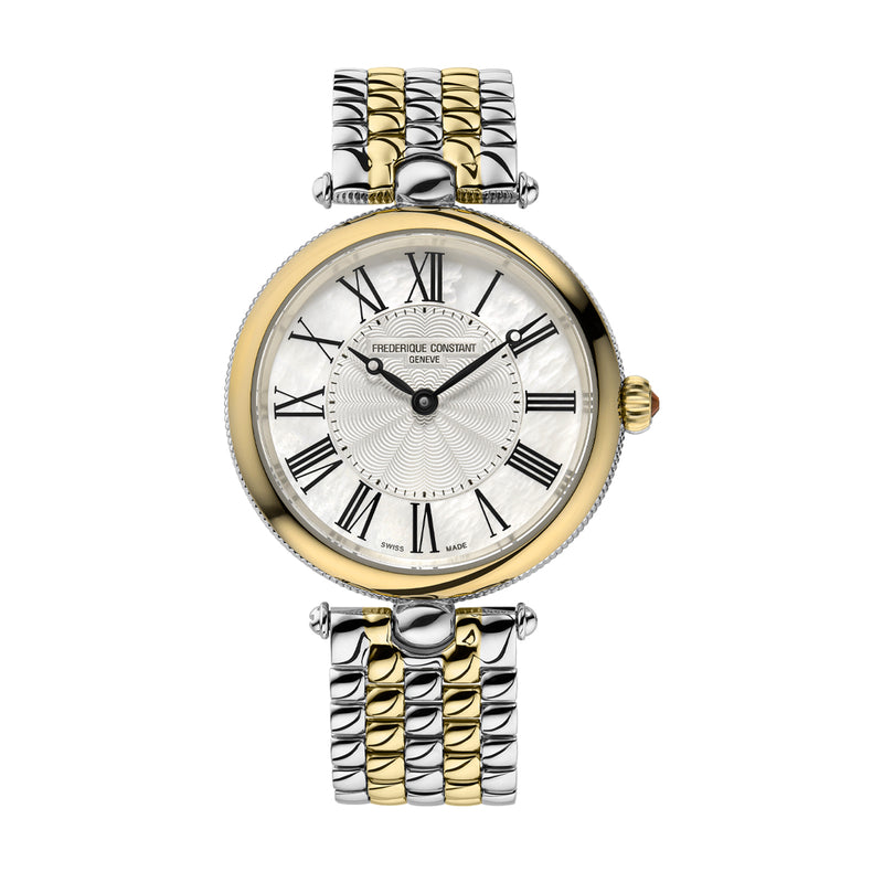 Frederique Constant Classic Art Deco Two Tone Yellow Gold and Stainless Steel Ladies Quartz Movement Watch with Matching Bracelet