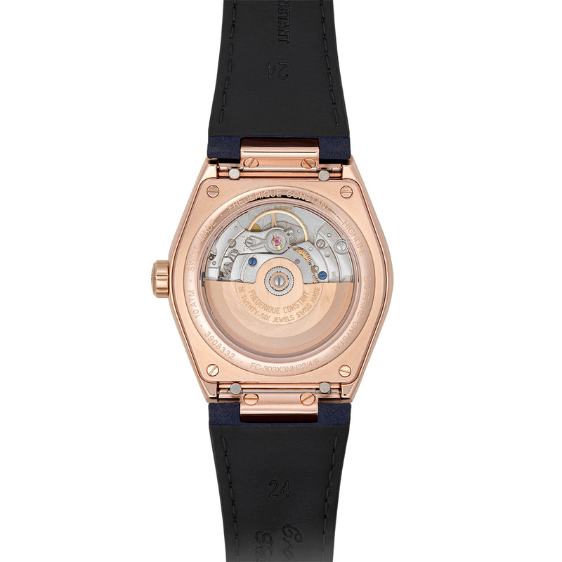 Frederique Constant Highlife Rose Gold Plated Gents Automatic Watch with Blue Leather Strap