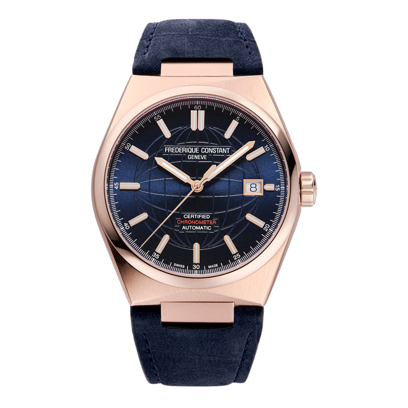 Frederique Constant Highlife Rose Gold Plated Gents Automatic Watch with Blue Leather Strap