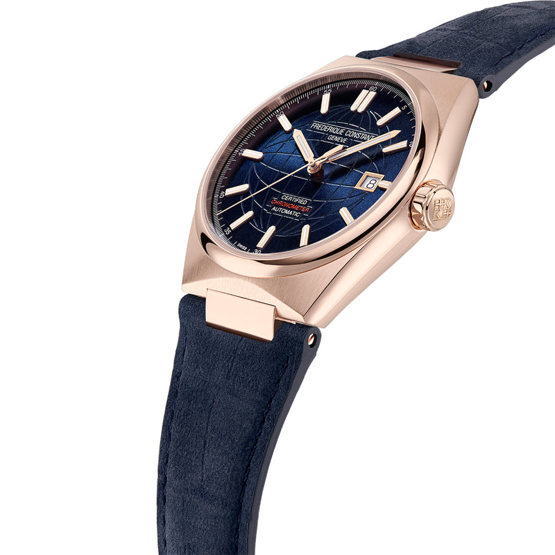 Frederique Constant Highlife Rose Gold Plated Gents Automatic Watch with Blue Leather Strap