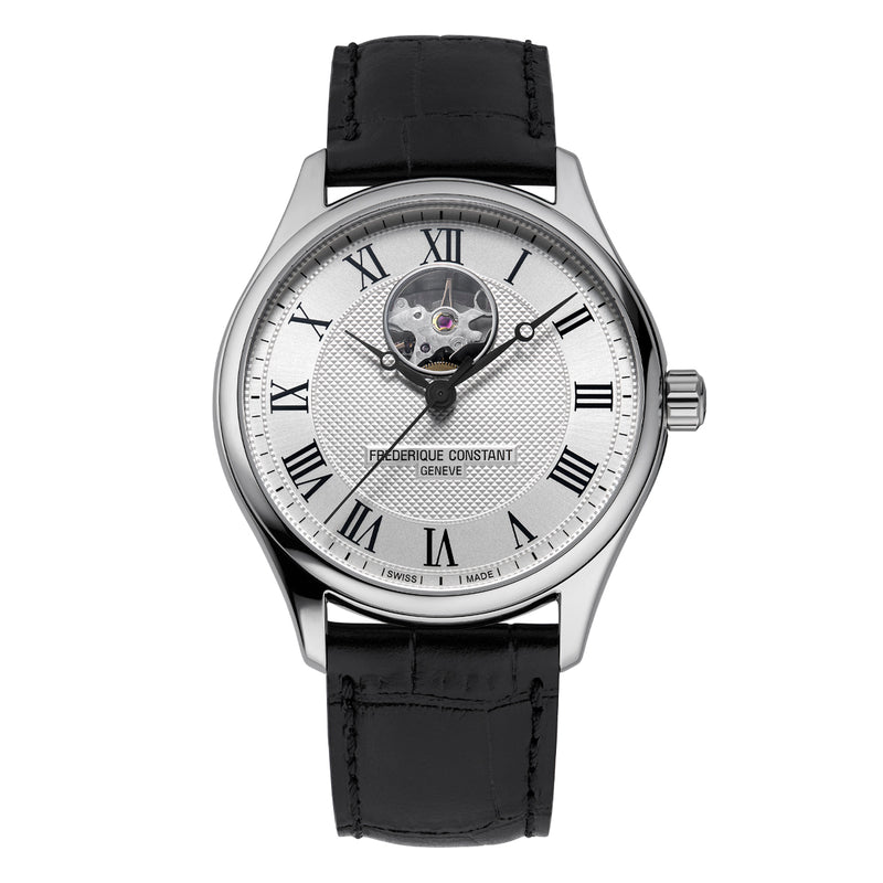 Frederique Constant Classic Gents Heart Beat Automatic Watch with Black Leather Strap