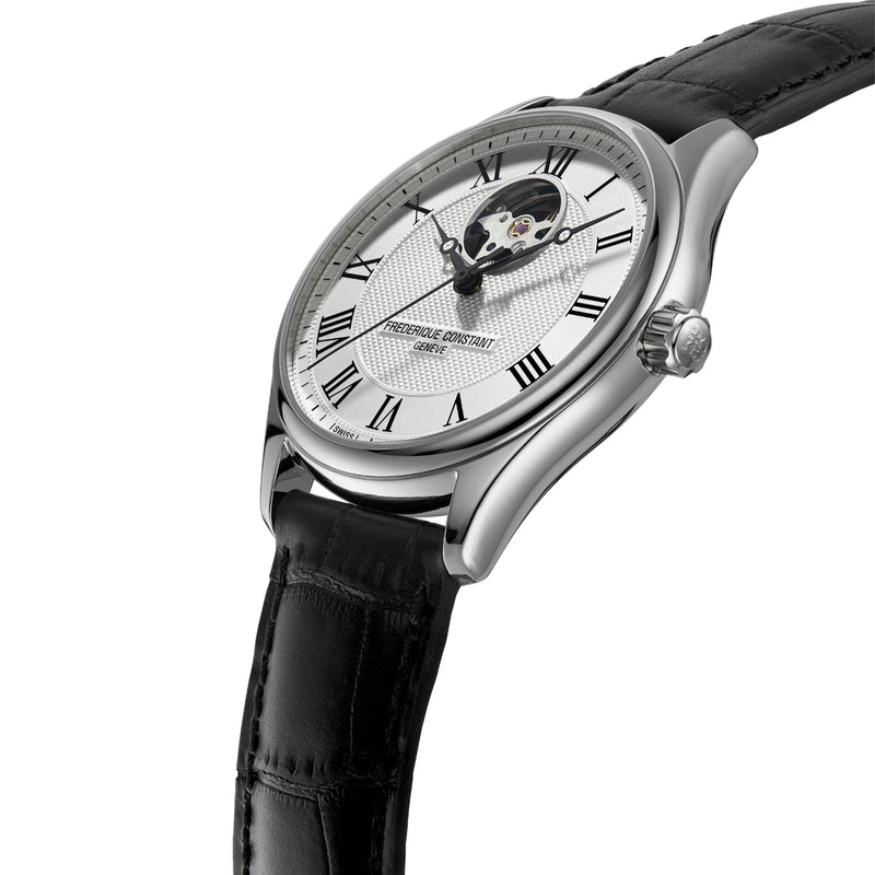 Frederique Constant Classic Gents Heart Beat Automatic Watch with Black Leather Strap