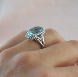 Oval Aquamarine and Diamond Ring