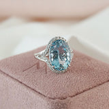 Oval Aquamarine and Diamond Ring