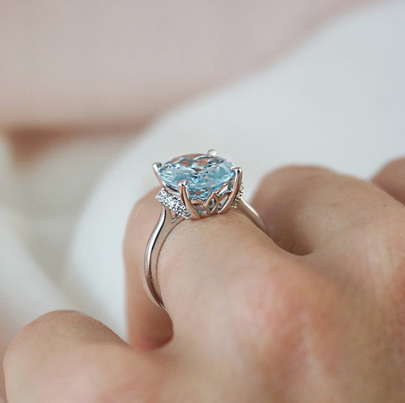 Aquamarine and Diamond Ring