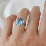 Aquamarine and Diamond Ring