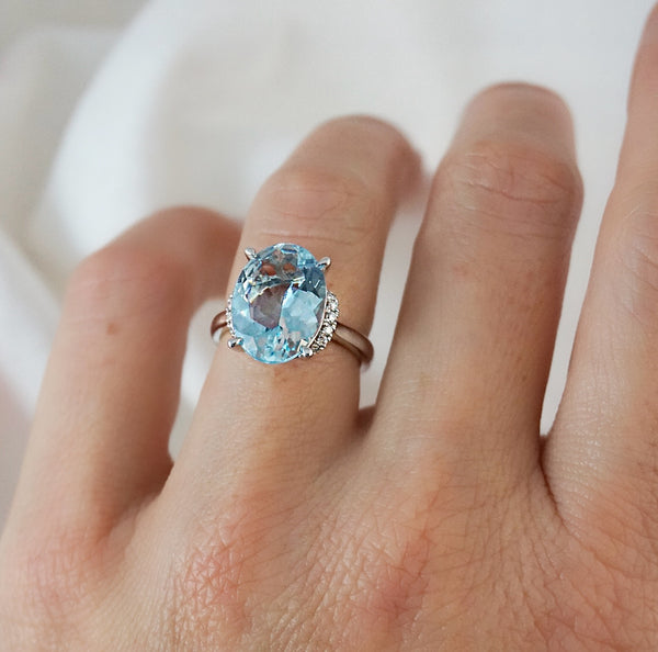 Aquamarine and Diamond Ring