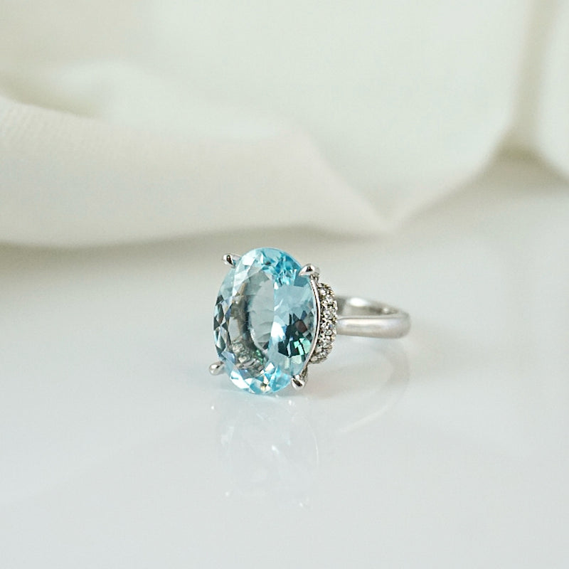 Aquamarine and Diamond Ring