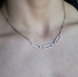 18ct White Gold Paper Clip Diamond Necklace