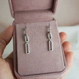 18ct White Gold Paper Clip Diamond Drop Earrings