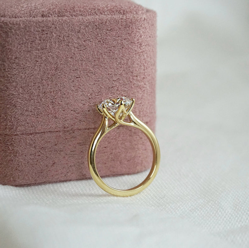 Chloe-Yellow Gold-Round Brilliant Cut Six Claw Set Solitaire Diamond Engagement Ring