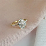 Harper - Oval Shape Diamond Engagement Ring with Diamond Set Band in Yellow Gold