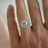 Claire-White Gold-Cushion Cut Diamond Halo Engagement Ring with Diamond Set Band