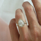 Madison-Pear Shape Diamond Halo Engagement Ring with Diamond Set Band in Yellow Gold