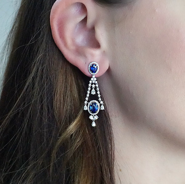 Sapphire and Diamond Drop Earrings