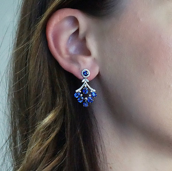 Sapphire and Diamond Fancy Drop Earrings