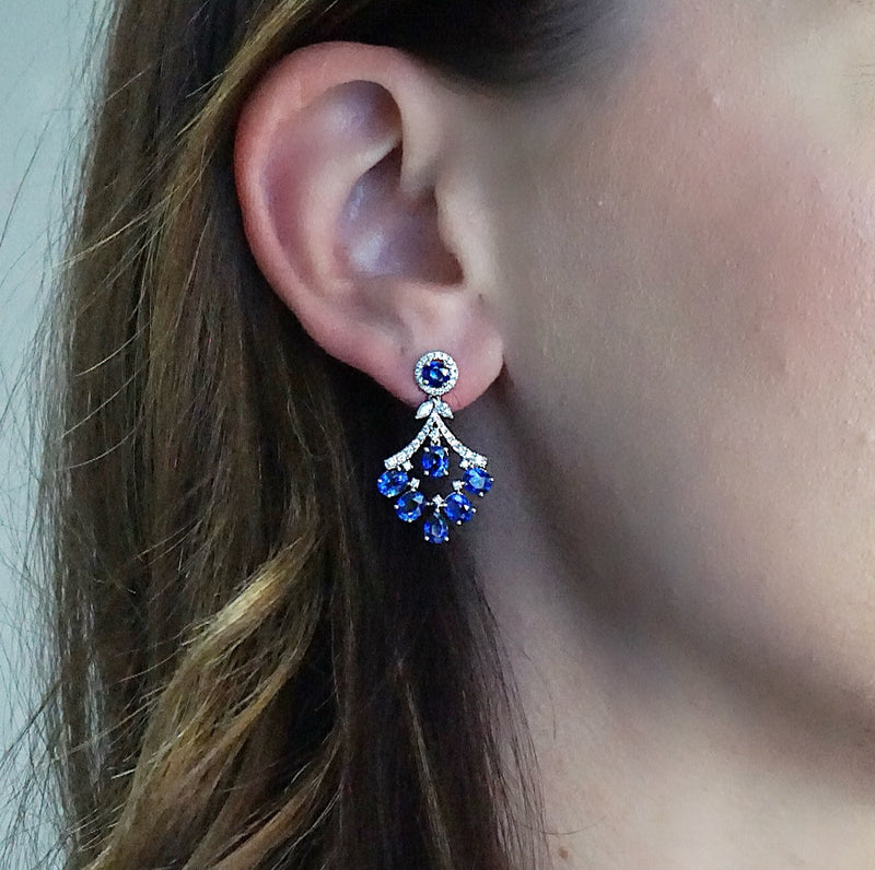 Sapphire and Diamond Fancy Drop Earrings