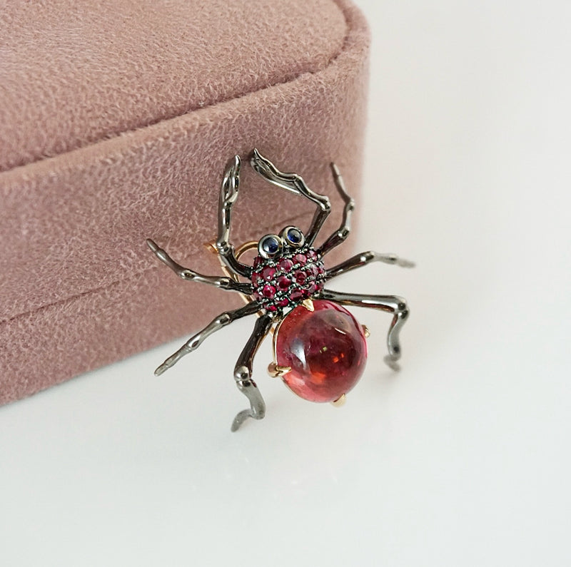 Rose Gold Spider Convertable Brooch and Necklace