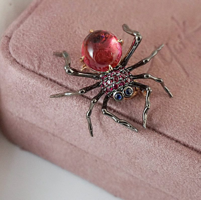 Rose Gold Spider Convertable Brooch and Necklace