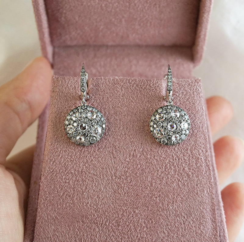 Diamond Drop Disc Earrings