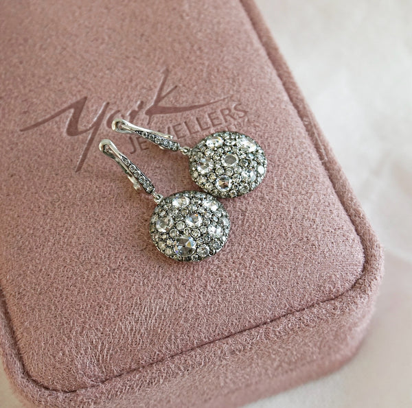 Diamond Drop Disc Earrings