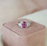 Pink Sapphire & Diamond Halo Ring