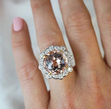 'Florence' Morganite & Diamond Halo Cocktail Ring