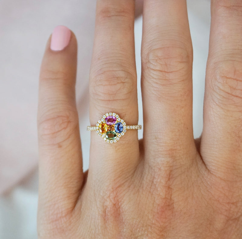 Multiple Colour Sapphire & Diamond Ring