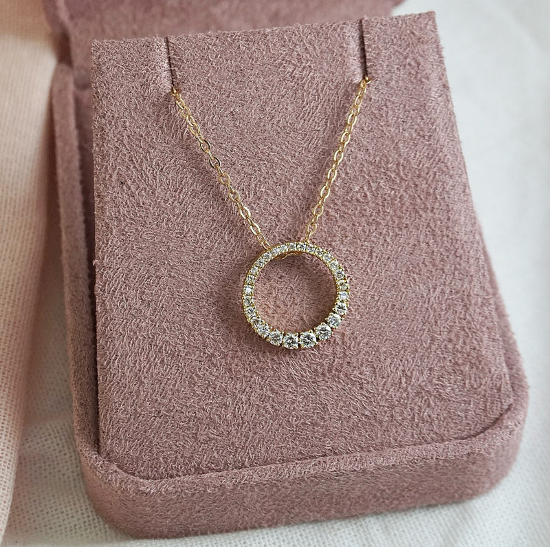 Diamond Endless Circle Pendant - Yellow Gold