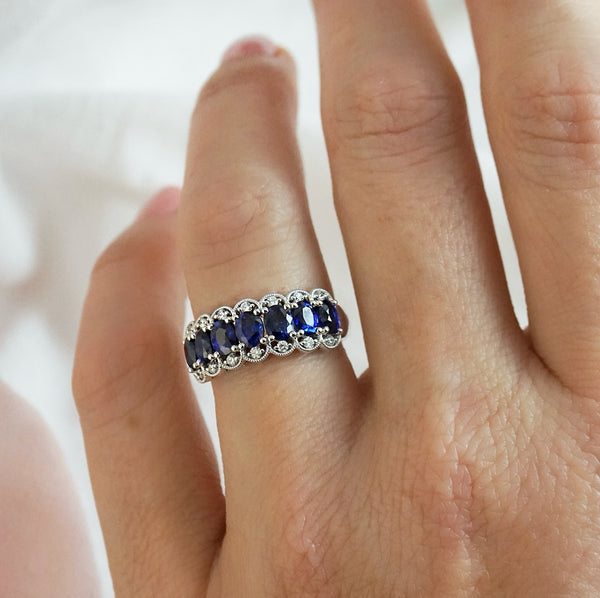 Sapphire & Diamond Anniversary Ring