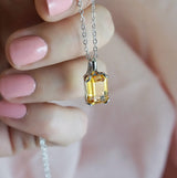 Emerald Cut Solitaire Citrine Pendant