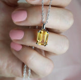 Emerald Cut Solitaire Citrine Pendant